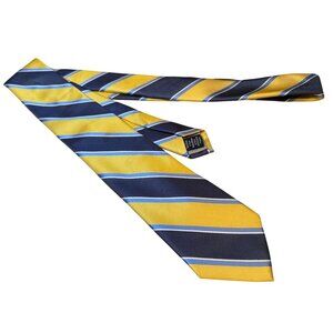 Wembley Mens Yellow & Navy Blue Striped Tie